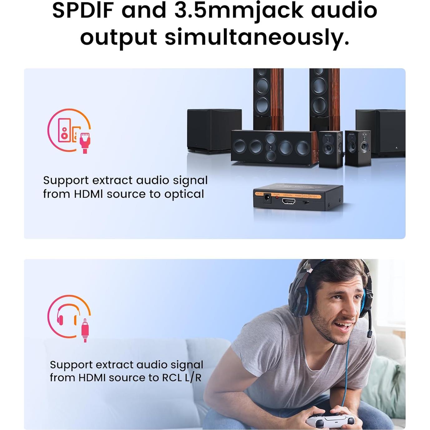 Extractor de Audio HDMI 4K avedio links 30Hz SPDIF L/R