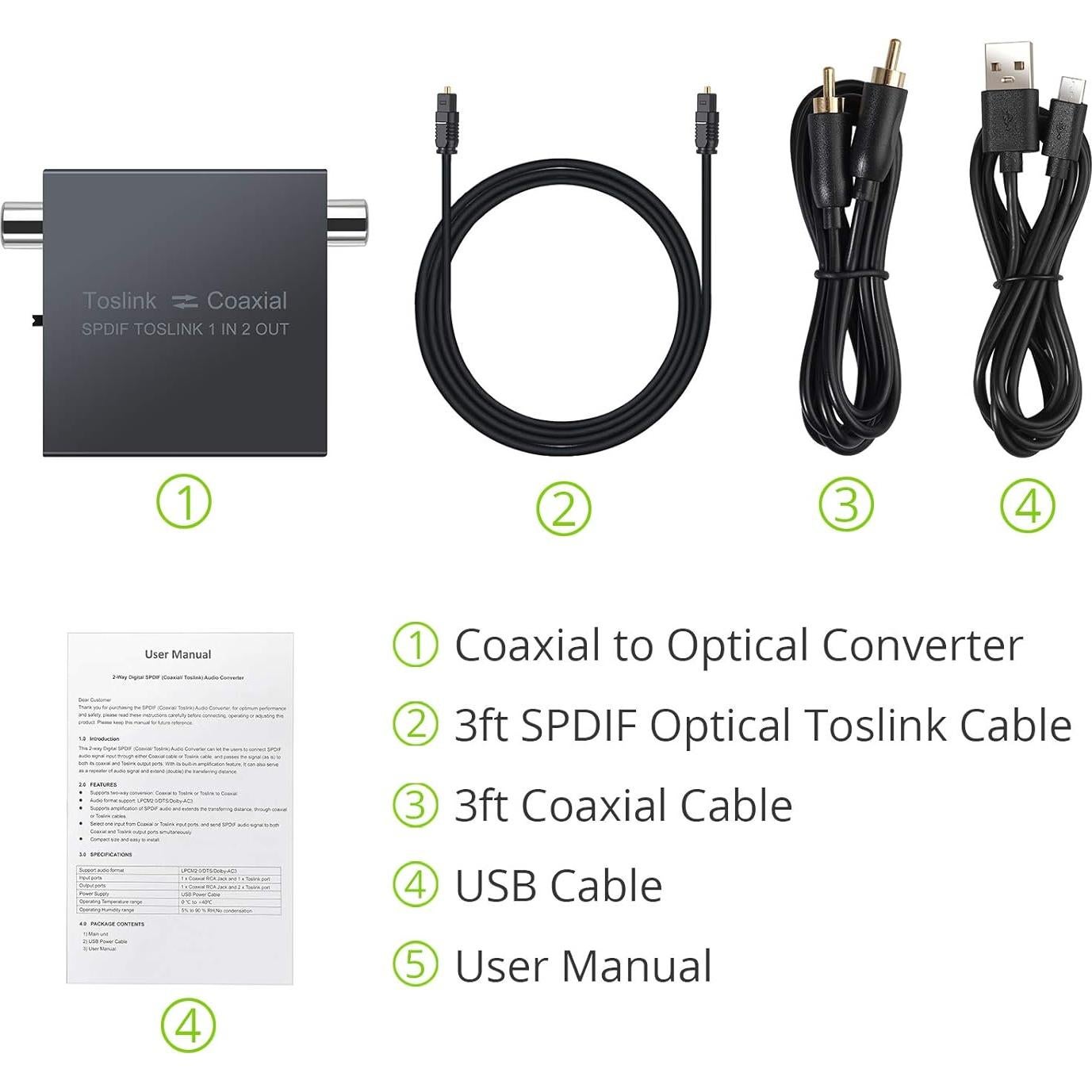 Convertidor Bidireccional Toslink a Coaxial LiNKFOR 192 kHz