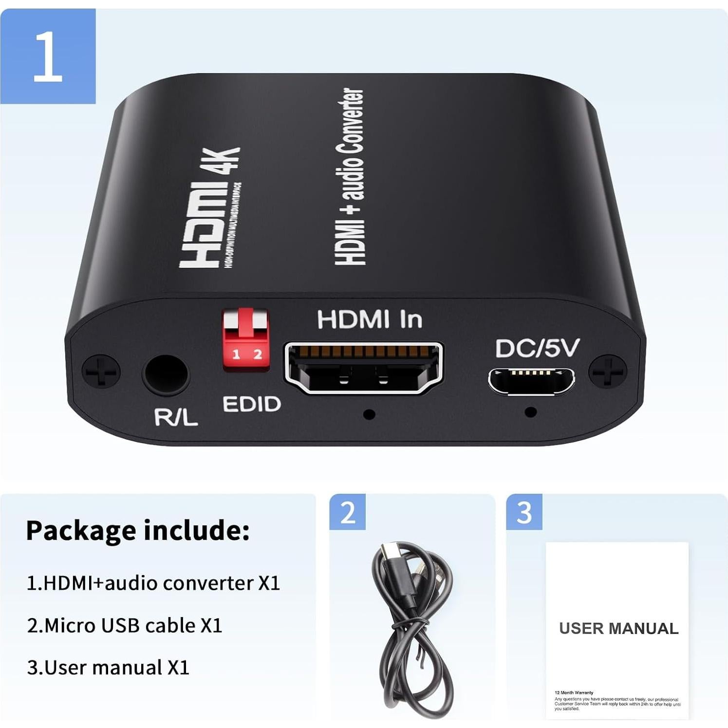 Extractor de Audio HDMI 4K BolAAzuL - Convertidor Toslink Coaxial