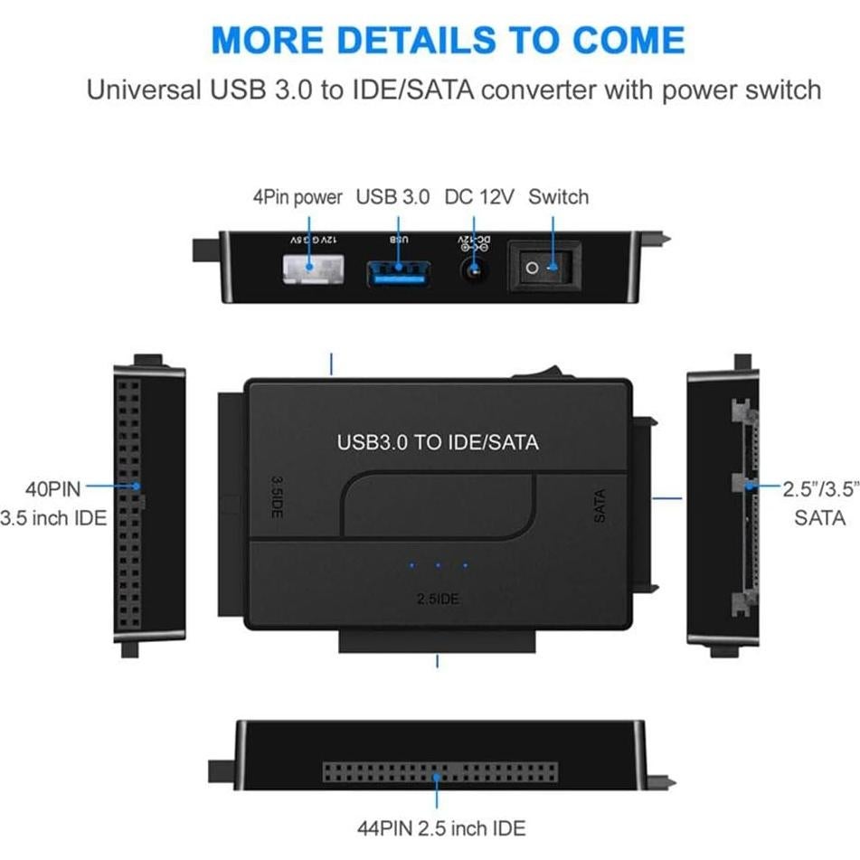 Adaptador USB 3.0 RUNAAJA a IDE/SATA para HDD/SSD 2.5" 3.5"