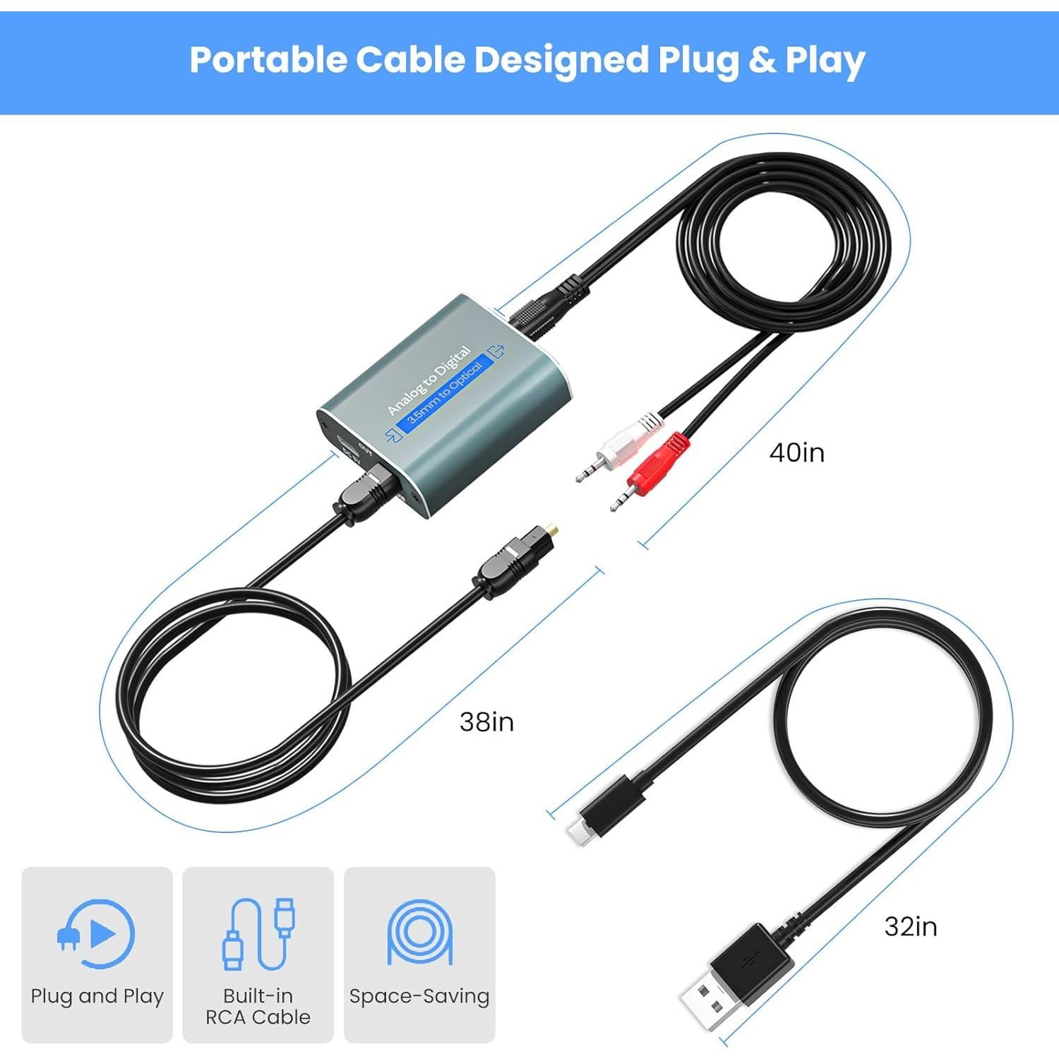 Convertidor de Audio Analógico a Digital AMANKA MO-90 Toslink