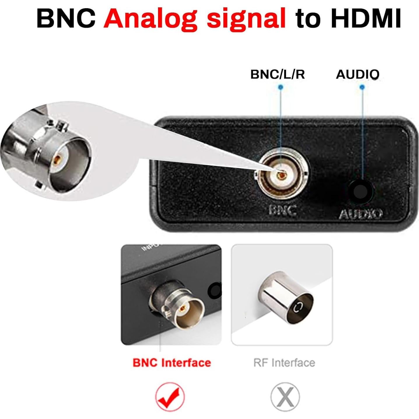 Convertidor BNC a HDMI Lockish 720P/1080P para CCTV