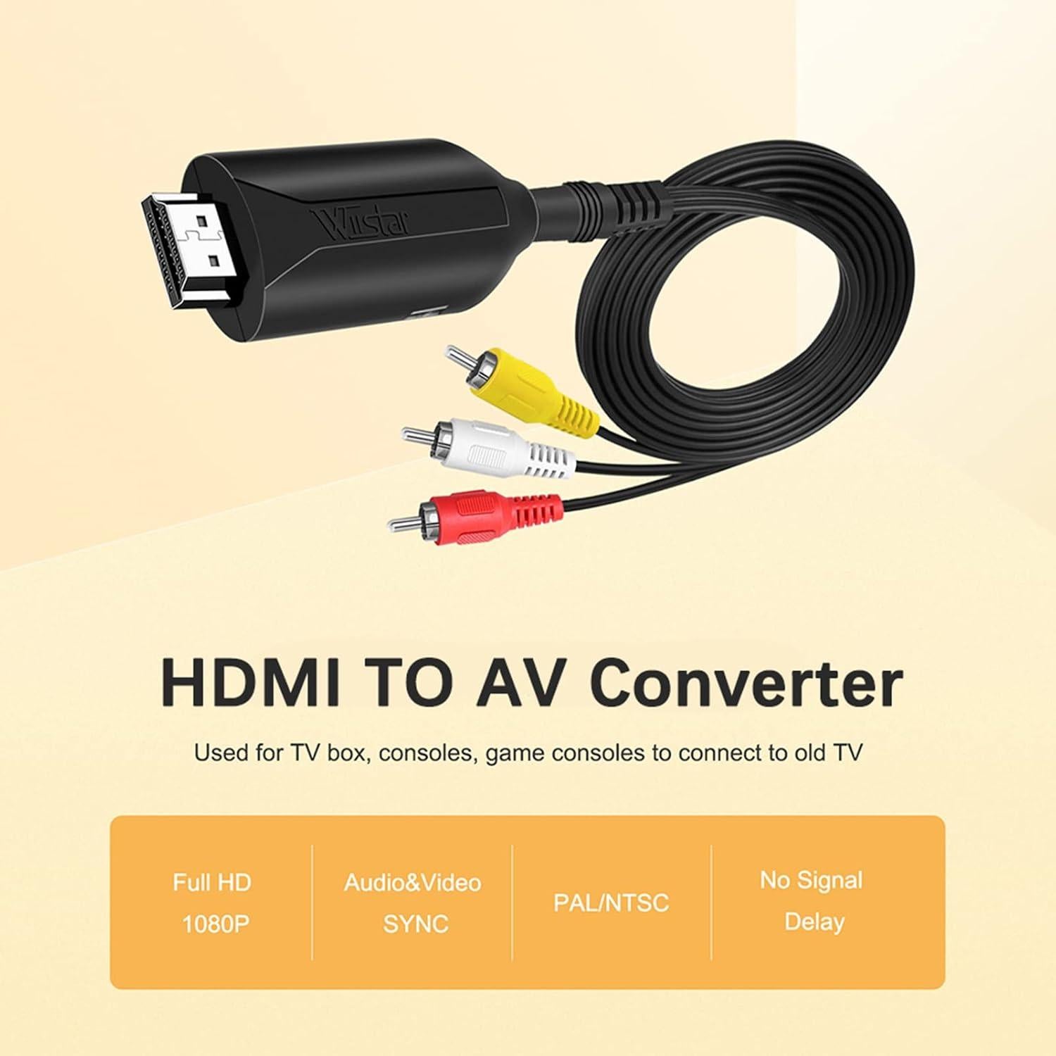 Convertidor HDMI a RCA Wiistar D13W 1080P Compatible con TV