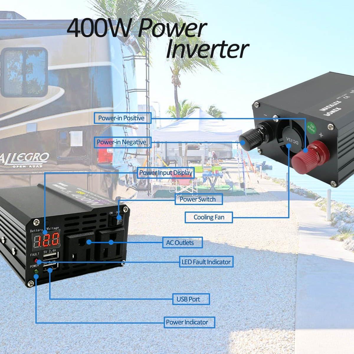 Inversor de Potencia 300W DC12V a 110V AC Haoxia con USB