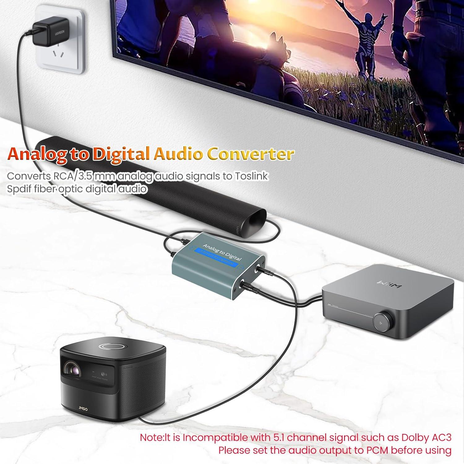 Convertidor de Audio Analógico a Digital DHX 3.5mm a Óptico