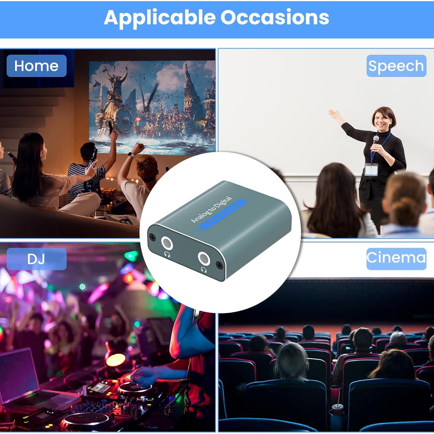 Convertidor de Audio Analógico a Digital DHX 3.5mm a Óptico