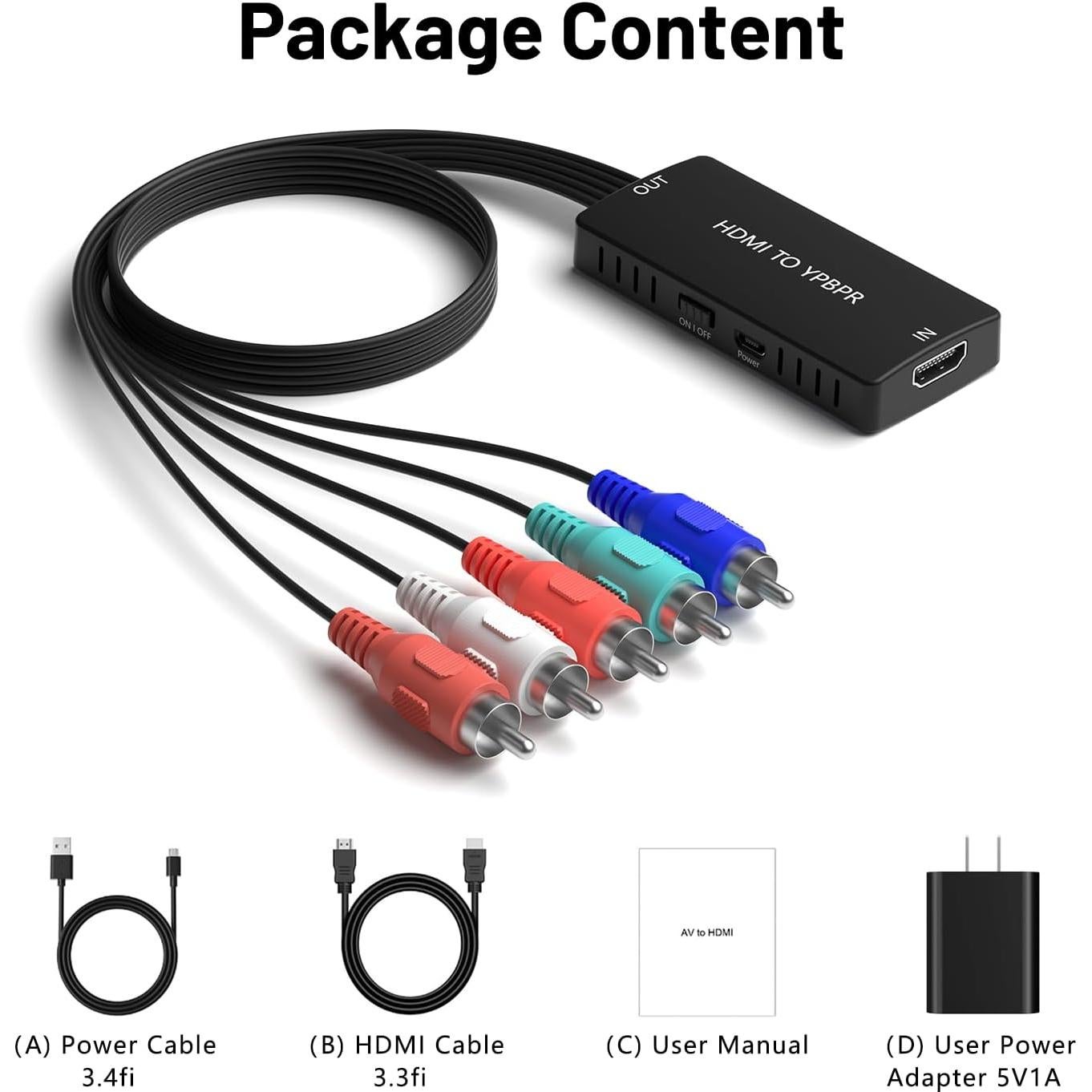 Convertidor HDMI a Componente RuiPuo 1080P YPbPr Audio