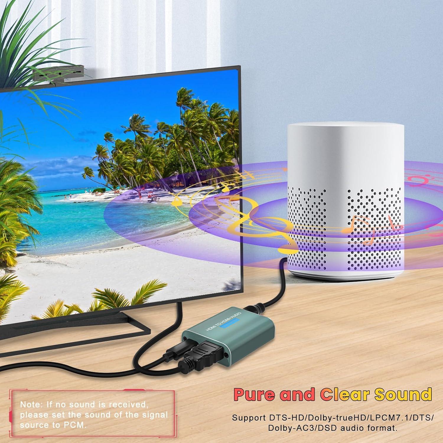 Extractor de Audio HDMI AMANKA 4K a Óptico Toslink SPDIF