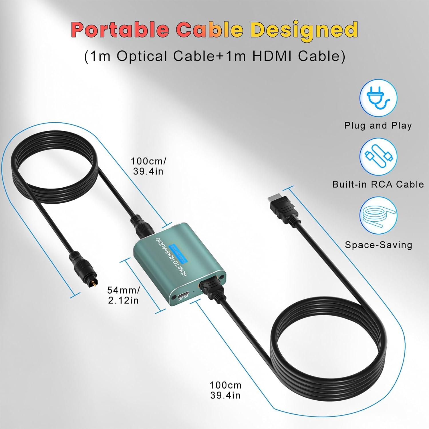 Extractor de Audio HDMI AMANKA 4K a Óptico Toslink SPDIF