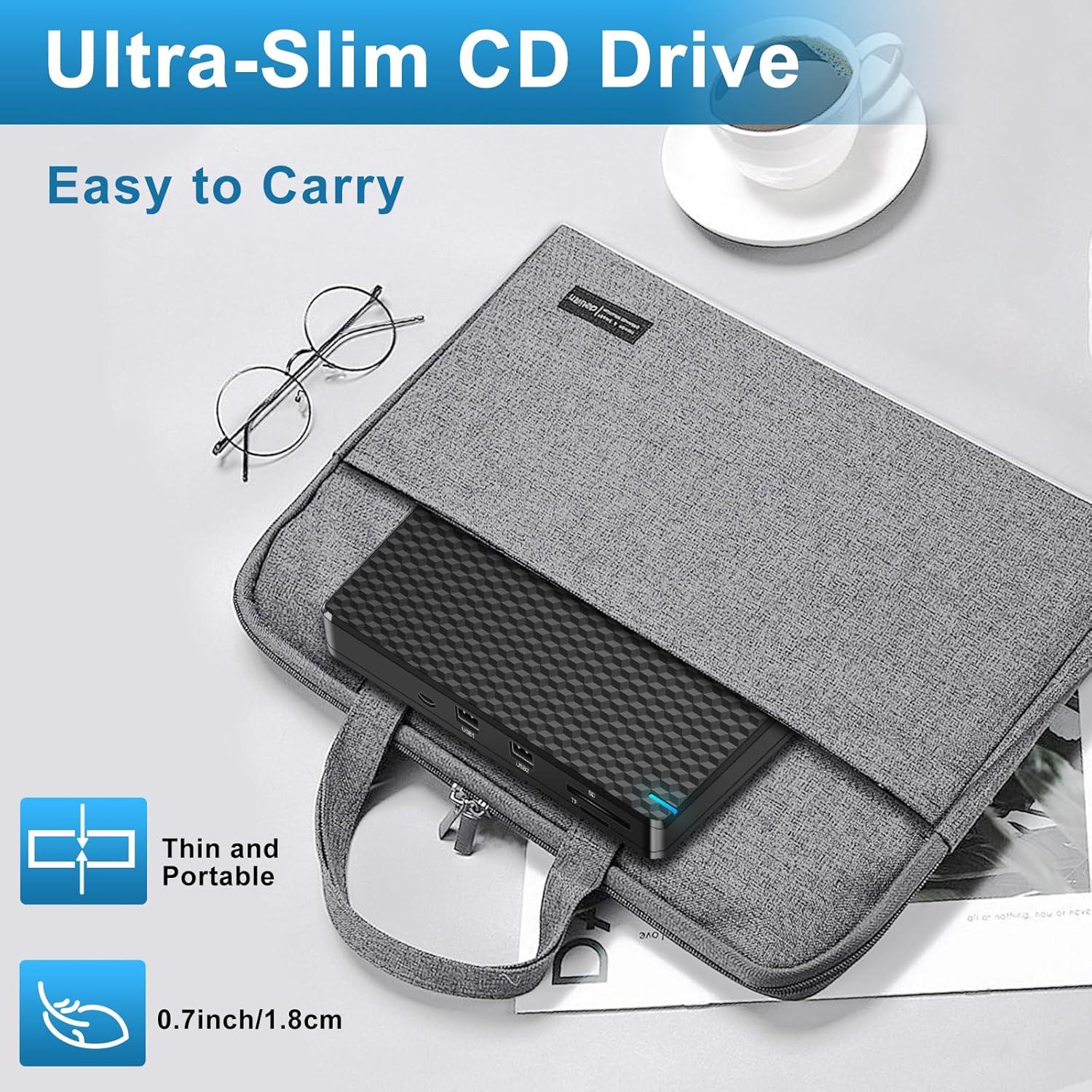 Unidad Externa de CD/DVD Guamar USB 3.0 Tipo C 5 en 1