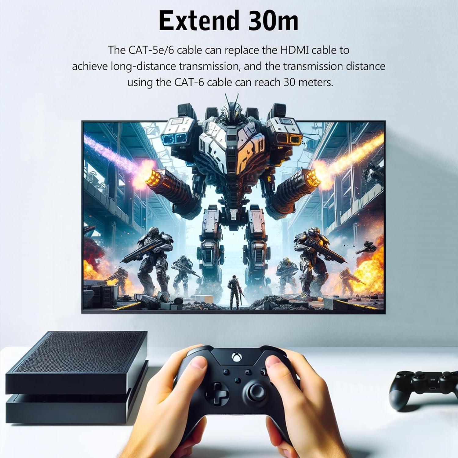 Extensor HDMI Eiszuso 2 Puertos RJ45 hasta 30m 1080P