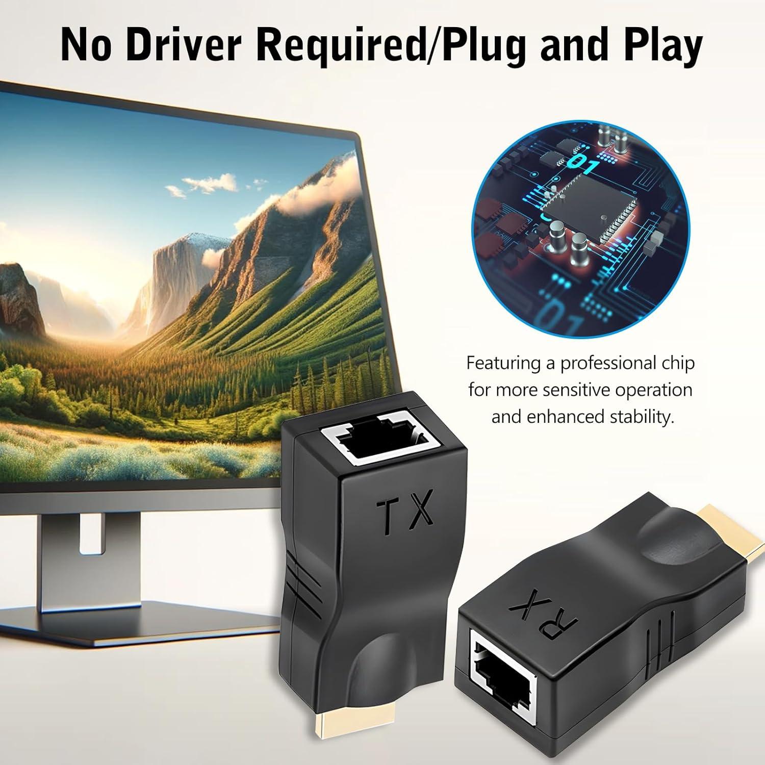 Extensor HDMI Eiszuso 2 Puertos RJ45 hasta 30m 1080P