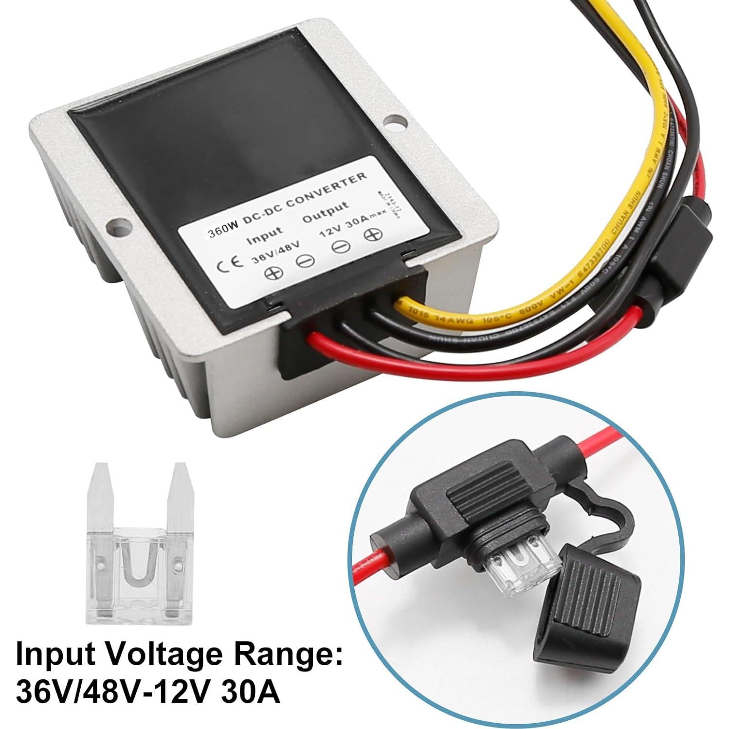 Convertidor Regulador 36V/48V a 12V 30A 360W EATAKWARD IP68