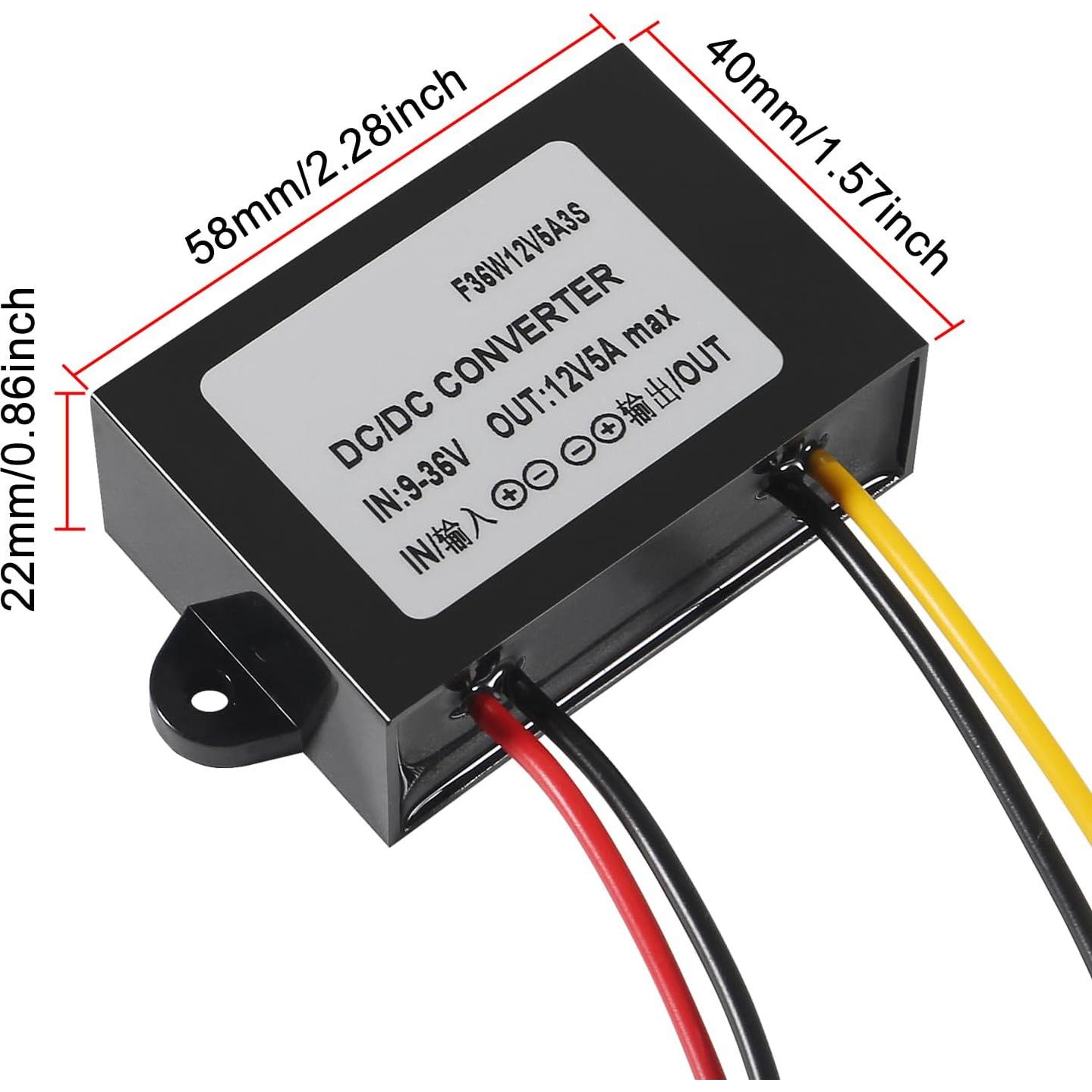 Convertidor Buck Boost DC 12V 5A 60W Impermeable Shutao