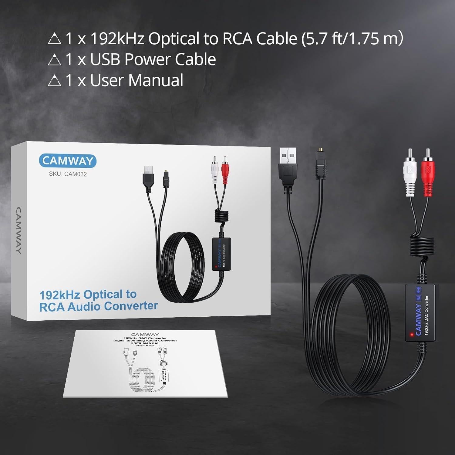 Convertidor de Audio Digital a Analógico CAMWAY 1.75m RCA