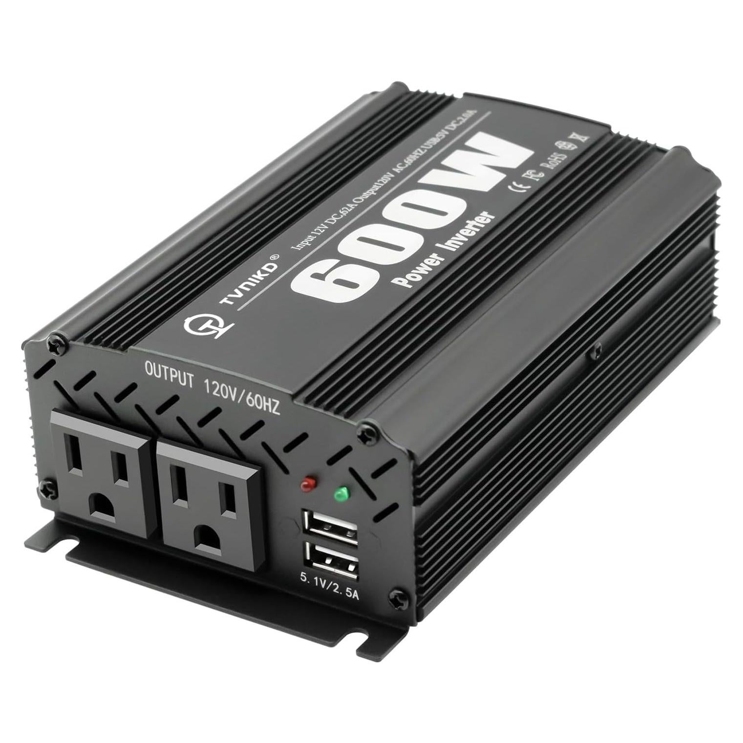 Inversor de Potencia 600W TVNIKD DC 12V a AC 110V con 2 USB