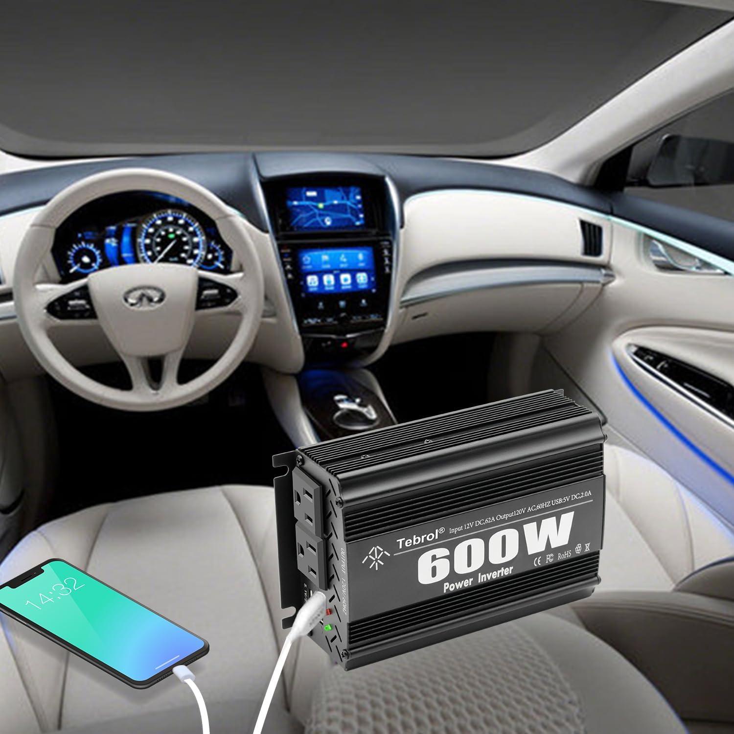 Inversor de Potencia 600W TVNIKD DC 12V a AC 110V con 2 USB