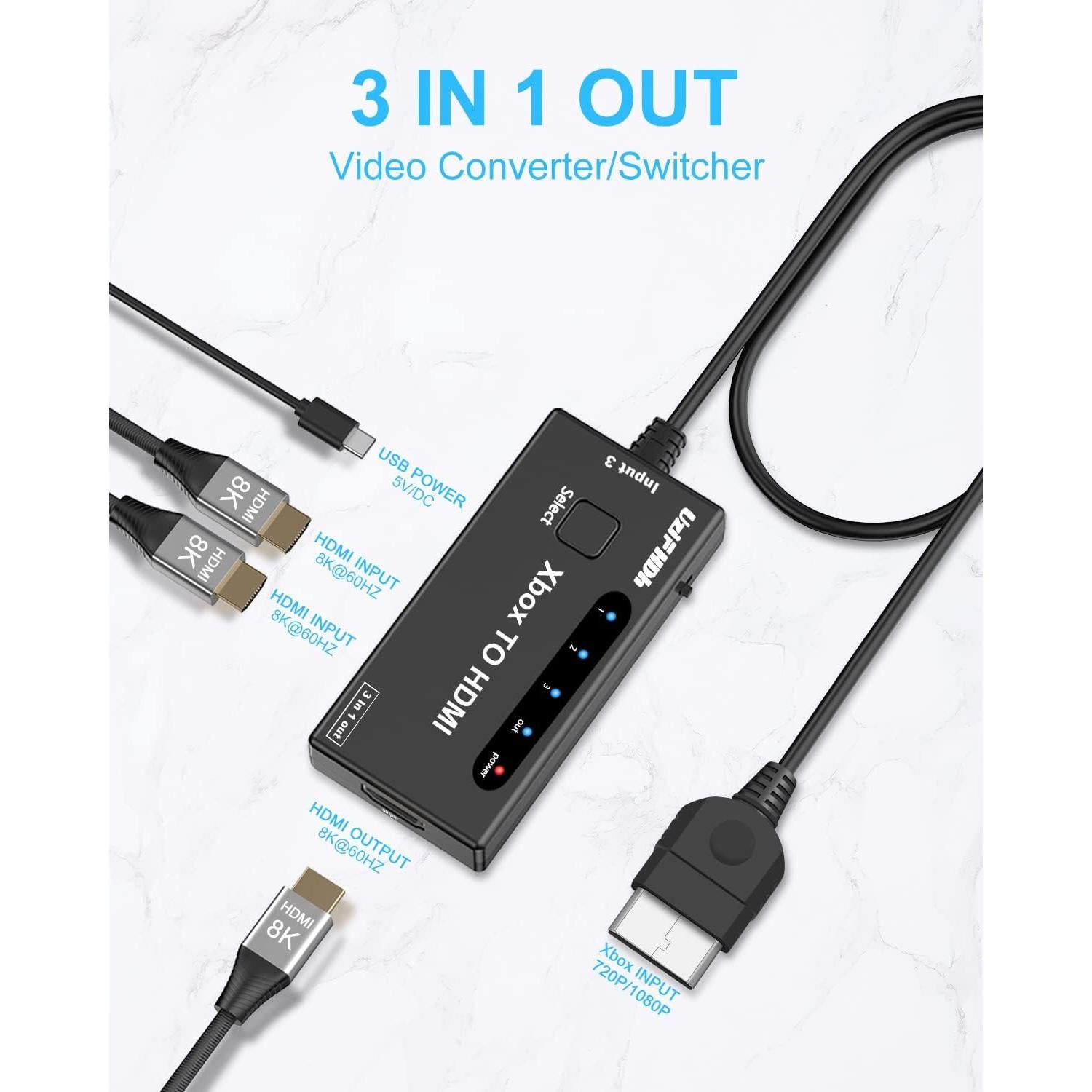 Adaptador Convertidor HDMI 4K 1080P Uzifhdhi para Xbox y más
