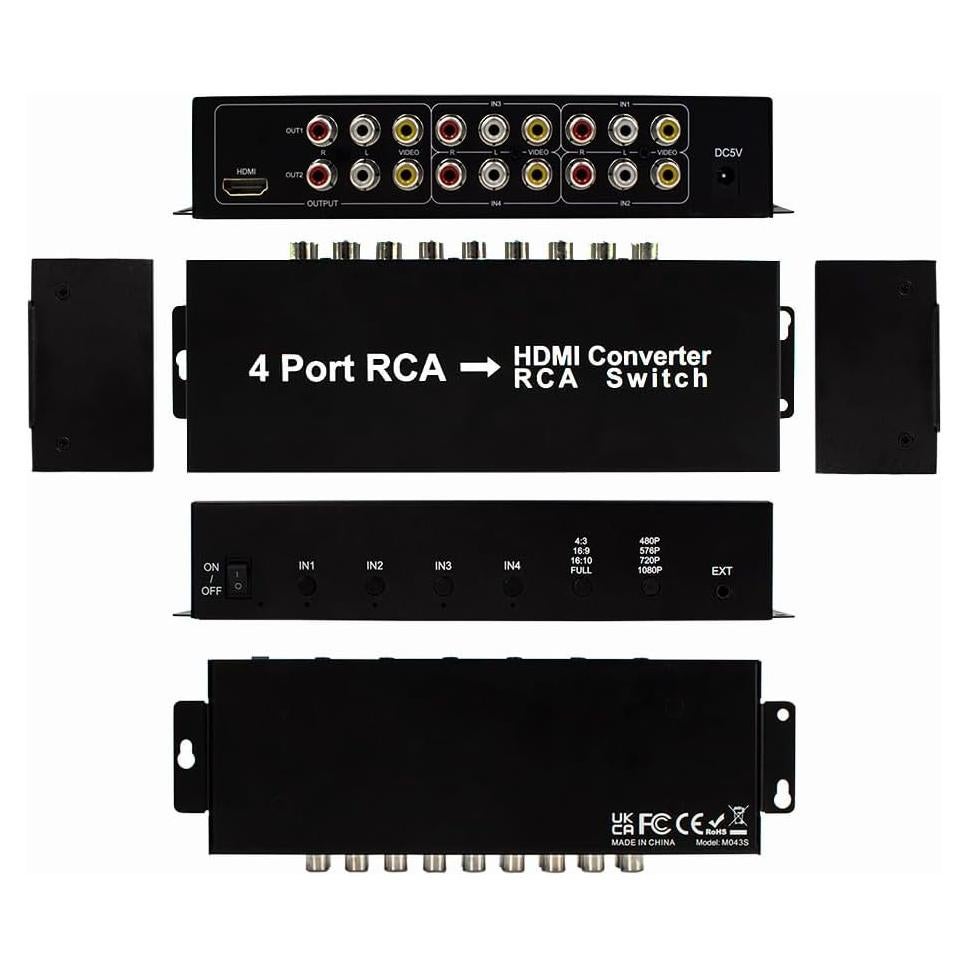 Convertidor 4 Puertos AV a HDMI HDSUNWSTD 1080P con Control