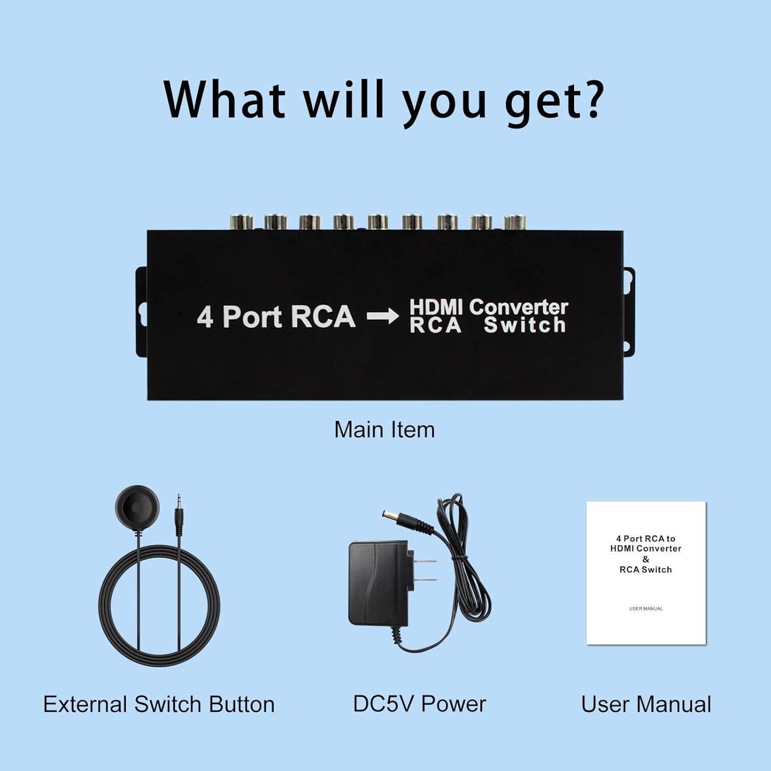 Convertidor 4 Puertos AV a HDMI HDSUNWSTD 1080P con Control