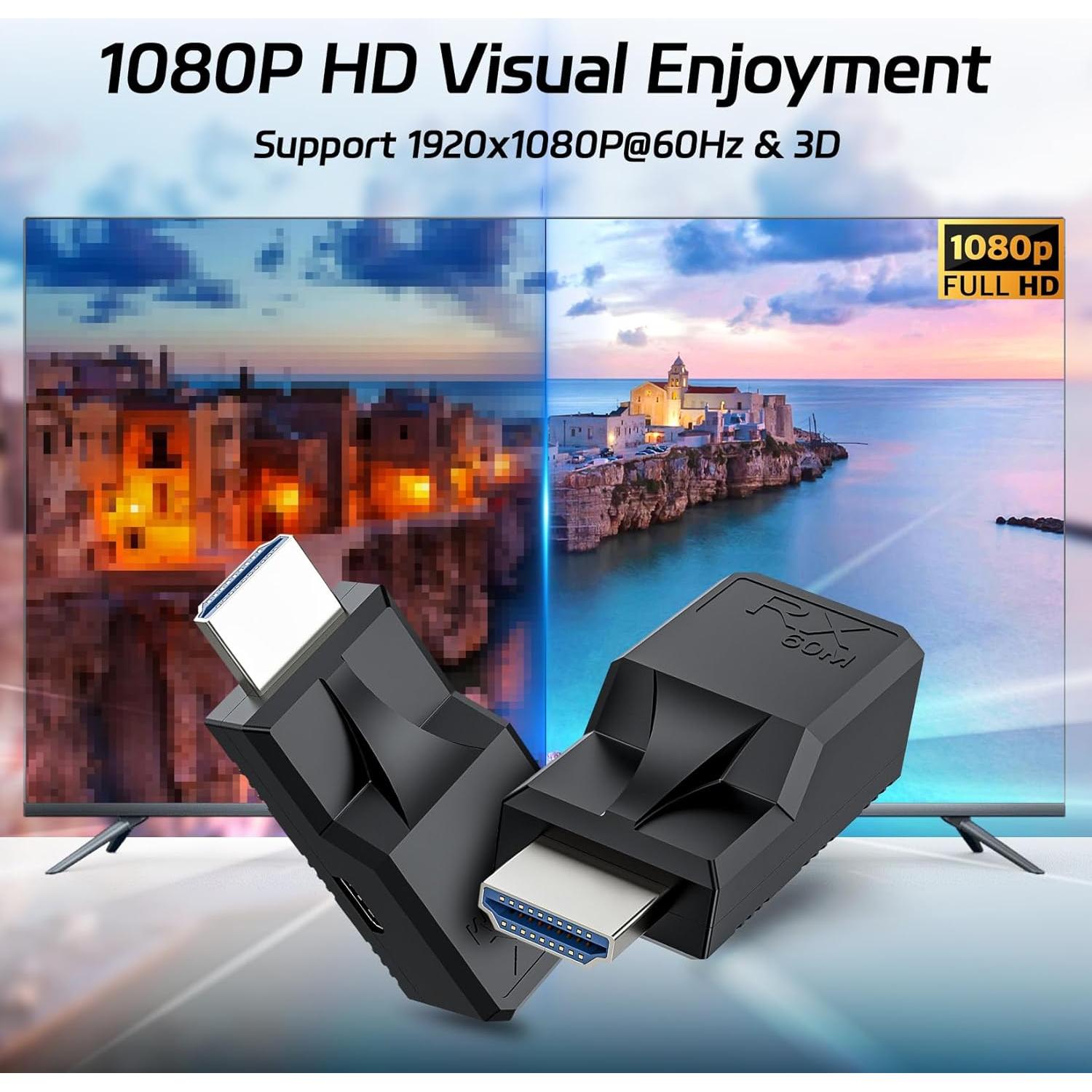 Extensor HDMI 60M LUKFOCAB Adaptador RJ45 Full HD 1080P