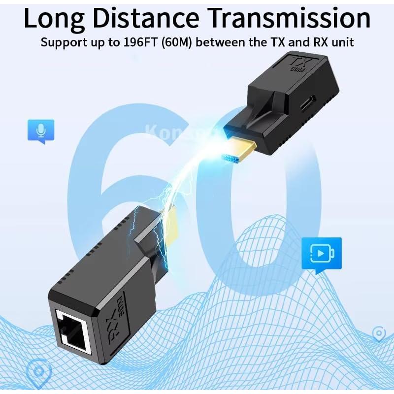 Extensor HDMI 60M LUKFOCAB Adaptador RJ45 Full HD 1080P