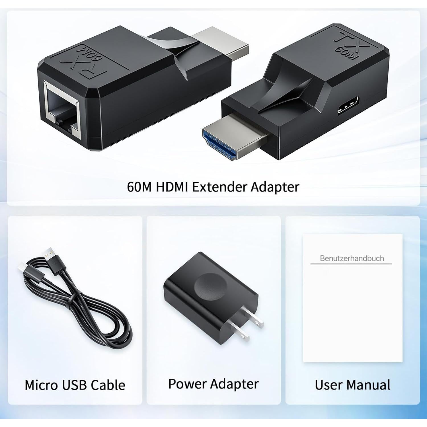 Extensor HDMI 60M LUKFOCAB Adaptador RJ45 Full HD 1080P