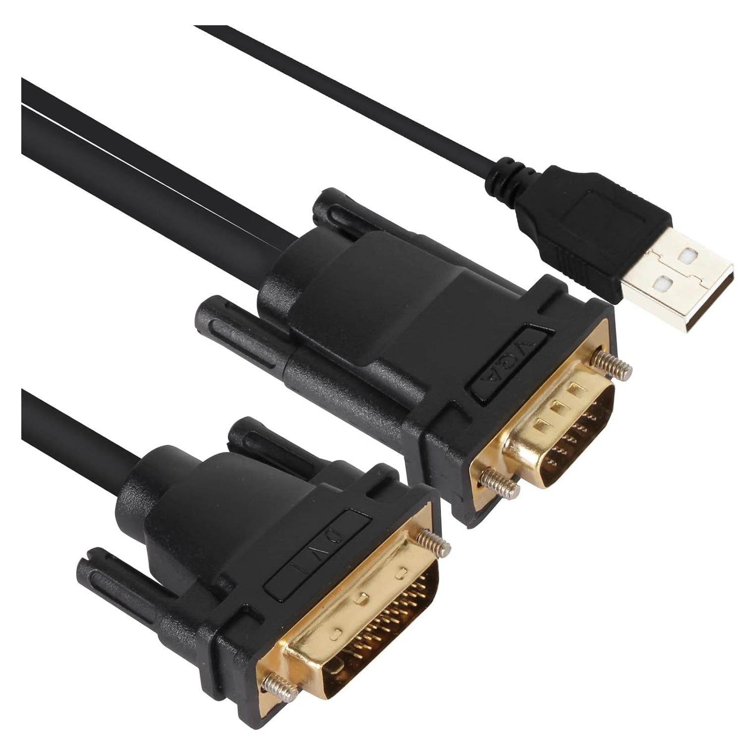 Cable VGA a DVI Masculino VCOM 1.83m con USB Alimentación