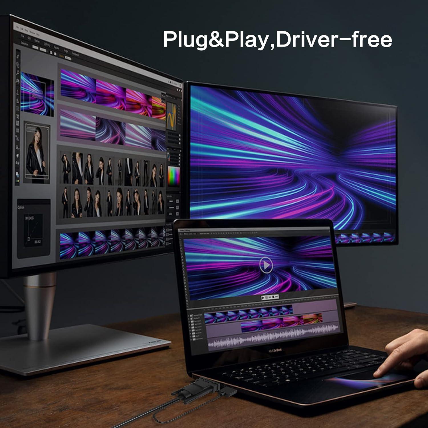 Cable VGA a DVI Masculino VCOM 1.83m con USB Alimentación