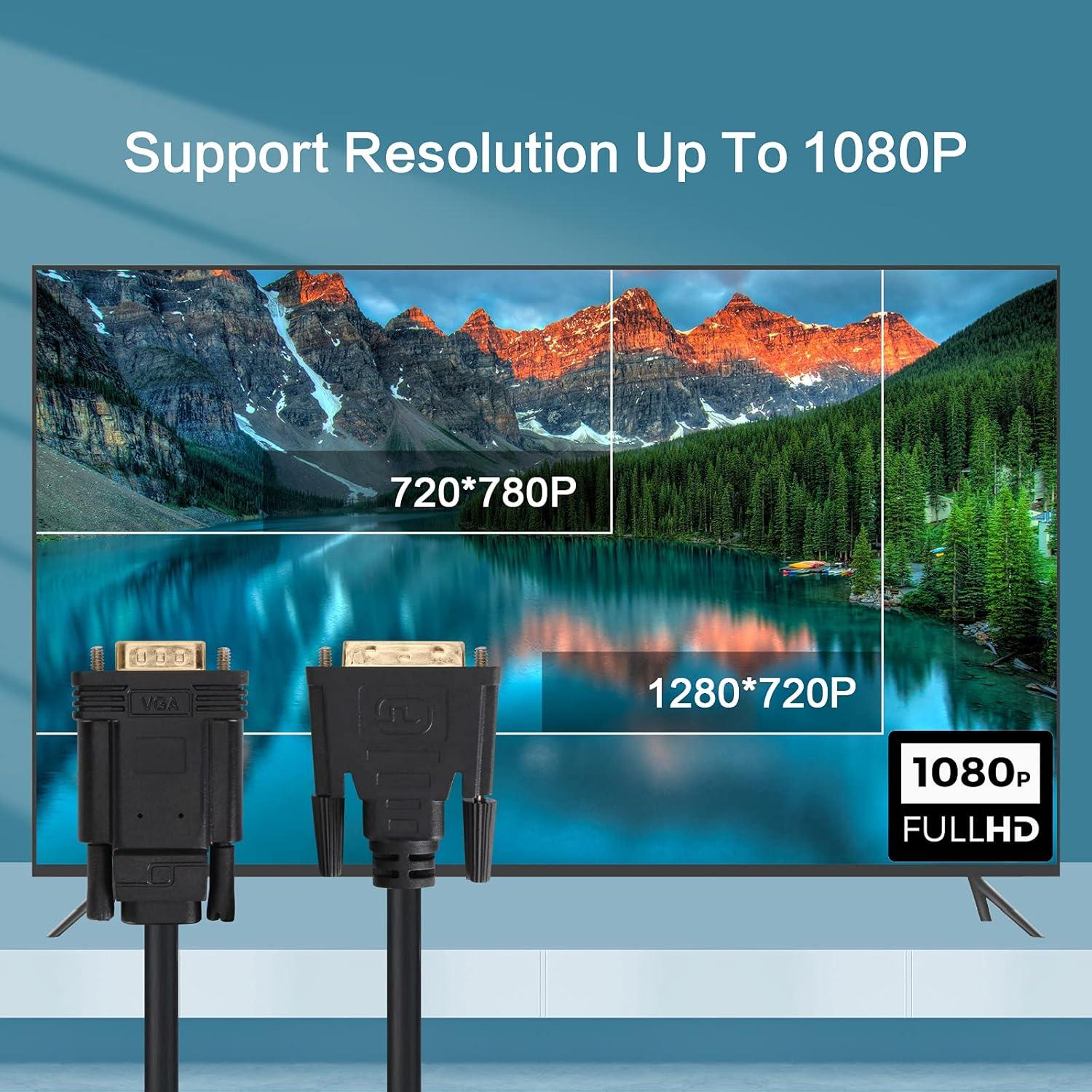 Cable VGA a DVI Masculino VCOM 1.83m con USB Alimentación