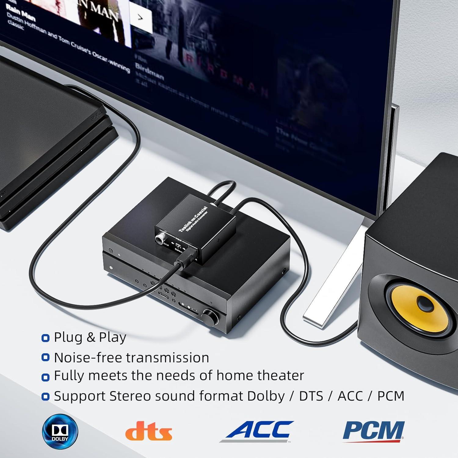 Convertidor de Audio Digital Bidireccional LUKFOCAB Coaxial a Óptico