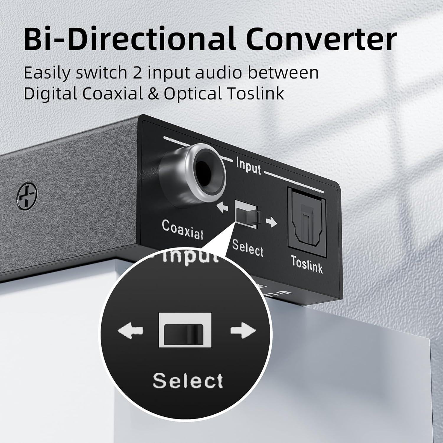 Convertidor de Audio Digital Bidireccional LUKFOCAB Coaxial a Óptico