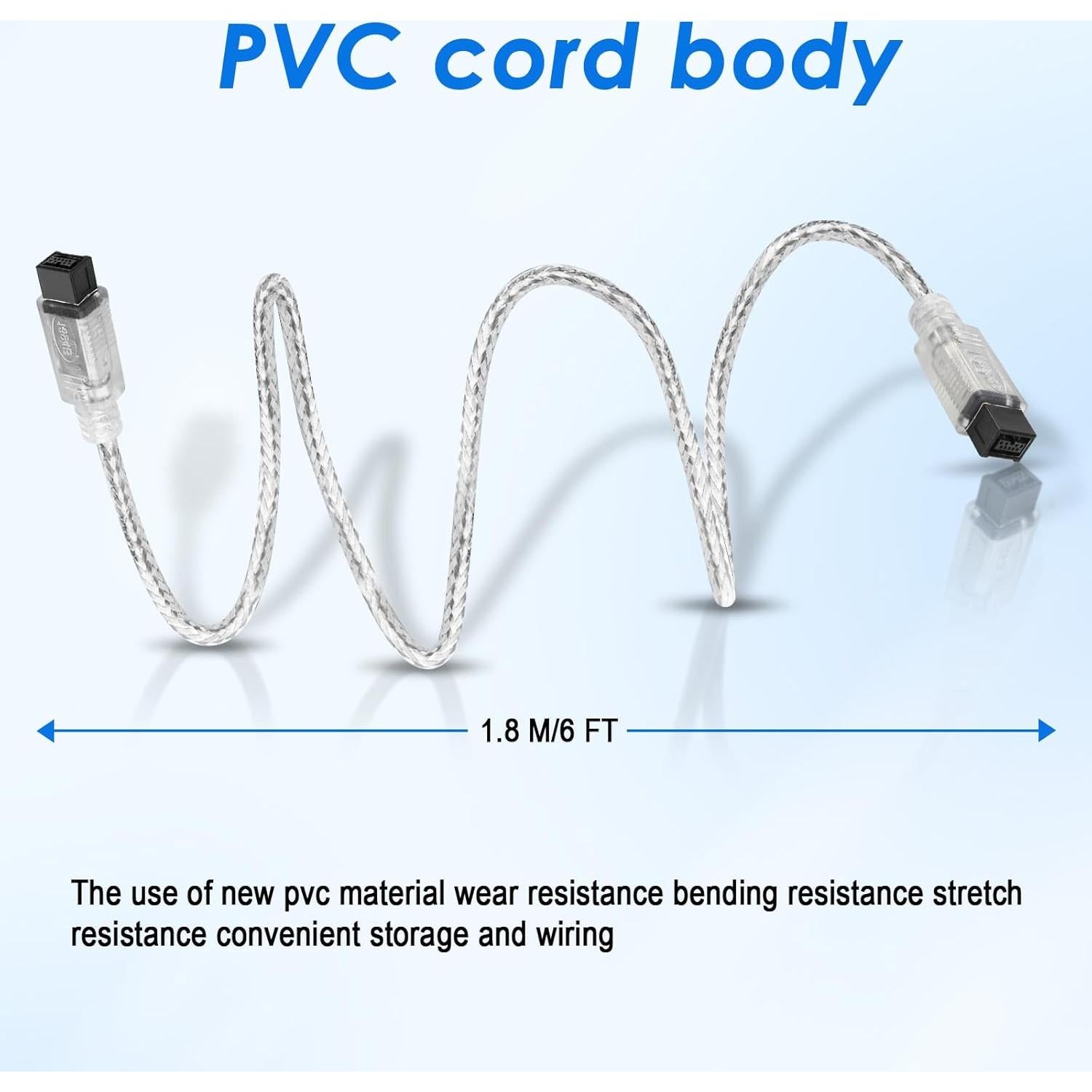 Cable FireWire 800 1.83m WTYIXS 9Pin a 9Pin para PC y Videocámara