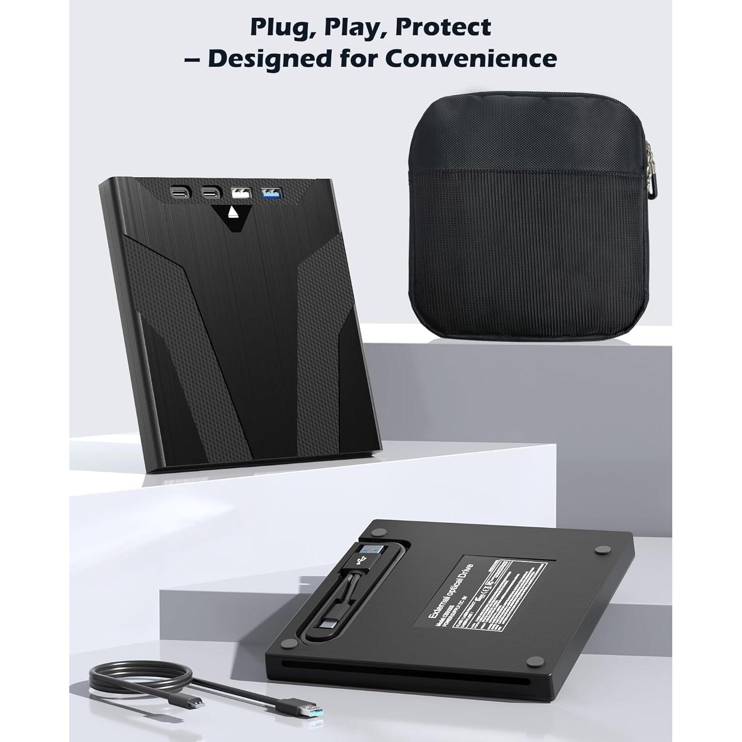 Unidad Externa de CD/DVD Wbacon 8 en 1 USB con Funda