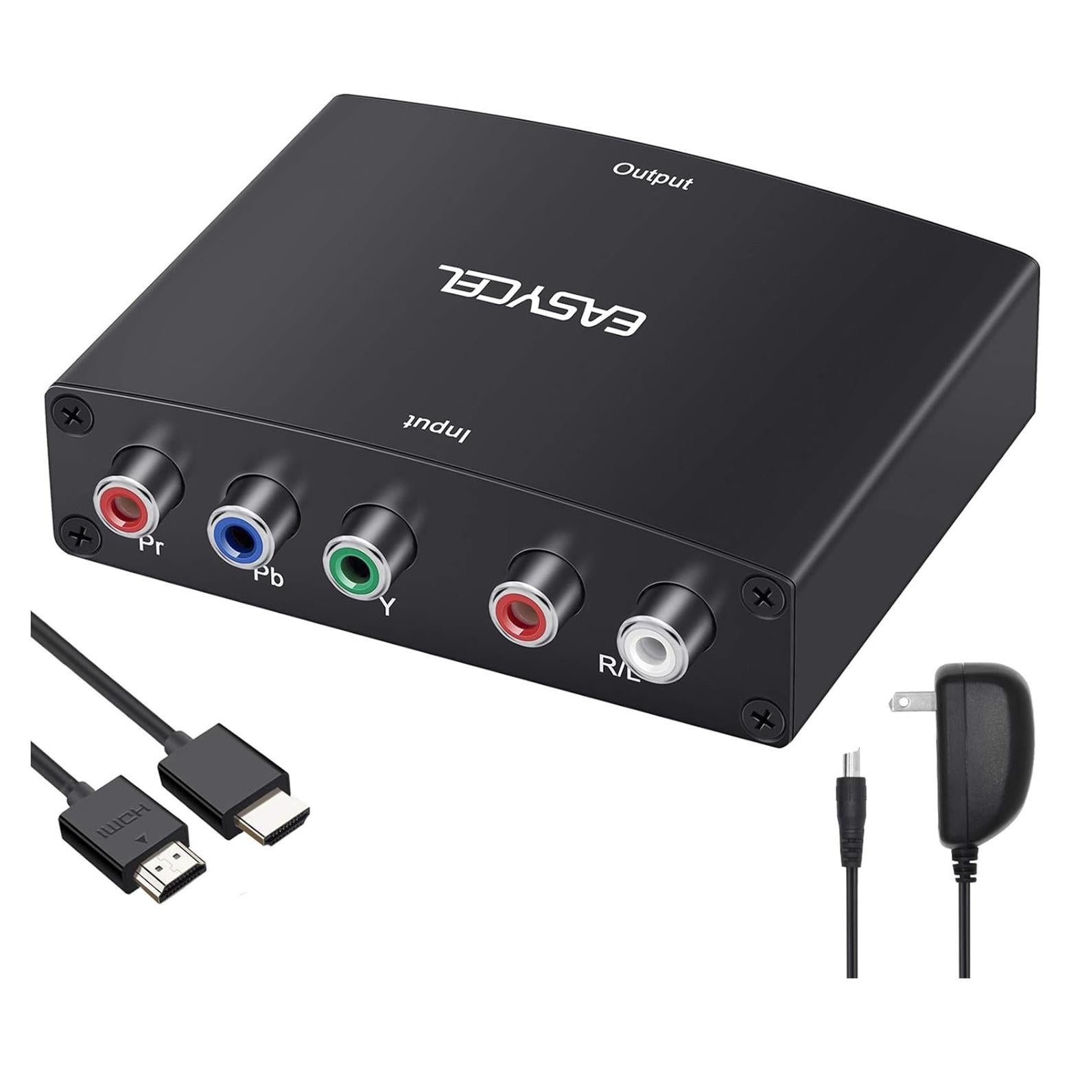 Component to HDMI Converter with 1.2 Meter HD Cable, 1080P 5RCA YPbPr to HDMI Converter