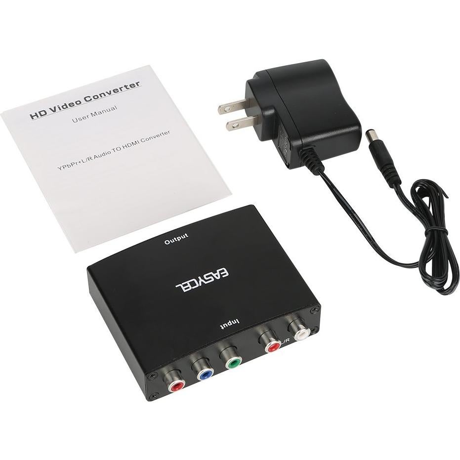 Component to HDMI Converter with 1.2 Meter HD Cable, 1080P 5RCA YPbPr to HDMI Converter