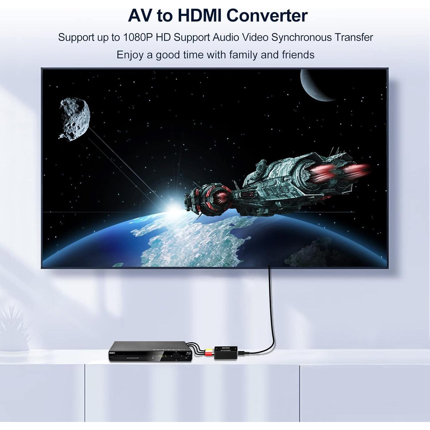 Convertidor RCA a HDMI Hanchuang AV2HDMI 1080P Mini