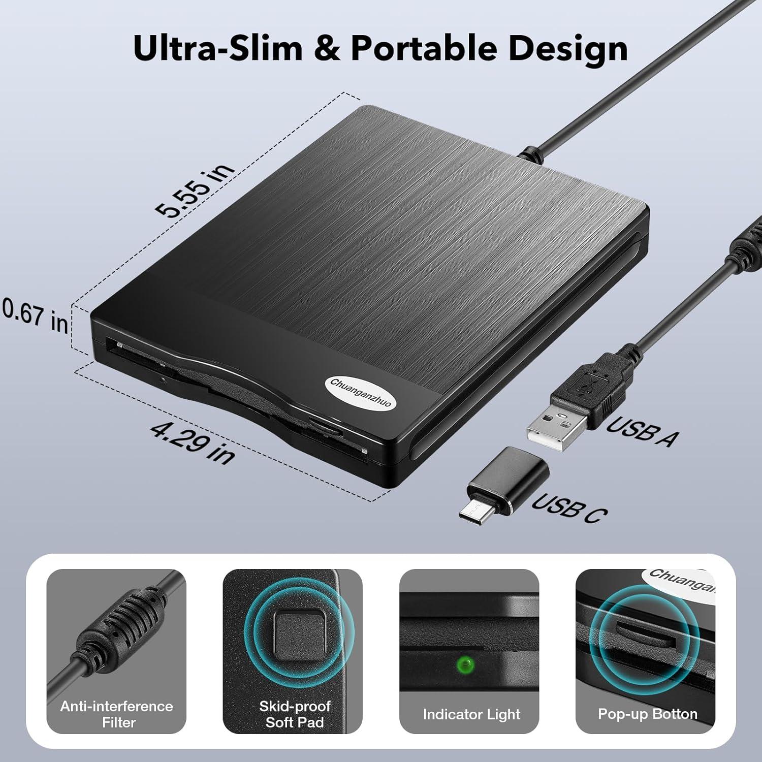 Lector de Disquetes USB Chuanganzhuo 3.5" Textura Cepillada