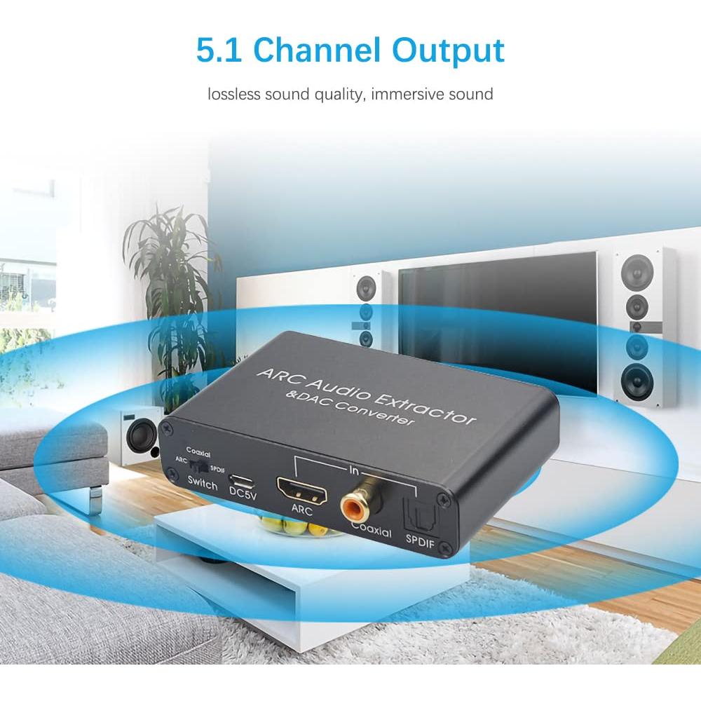 Adaptador HDMI ARC Alanph F1001 Convertidor DAC 192KHz RCA 3.5mm