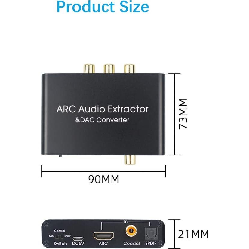 Adaptador HDMI ARC Alanph F1001 Convertidor DAC 192KHz RCA 3.5mm