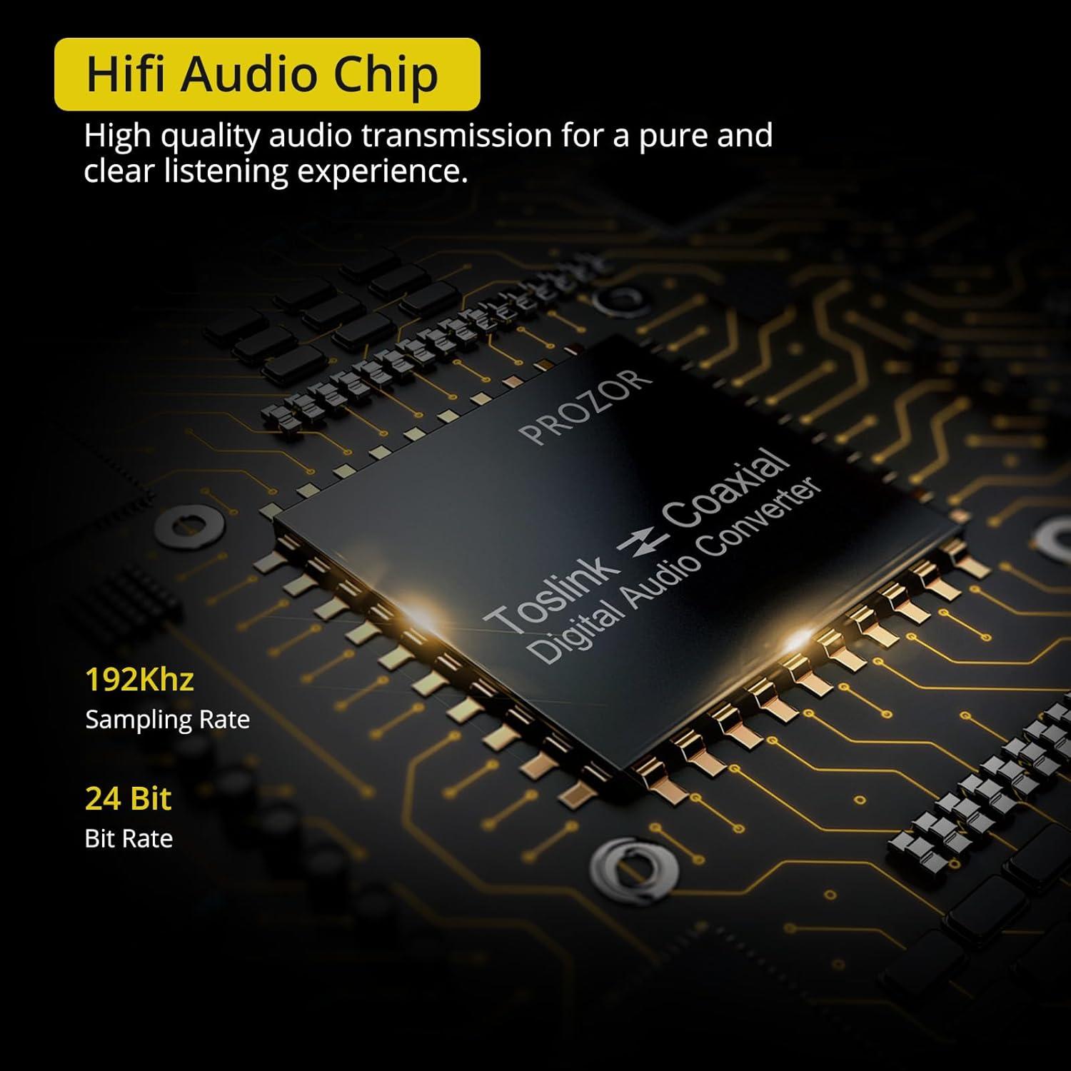 Convertidor Coaxial Óptico PROZOR Bidireccional 192K