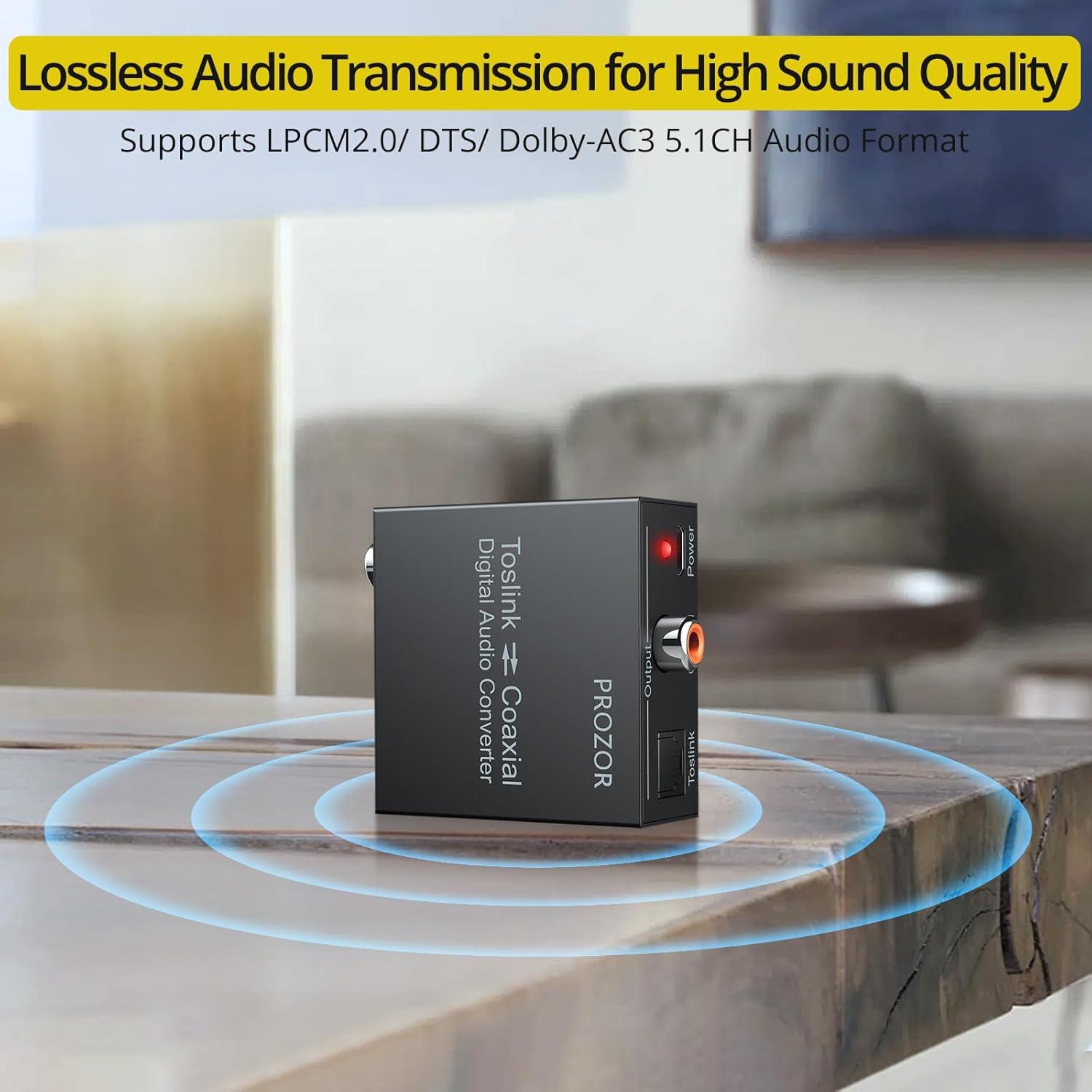 Convertidor Coaxial Óptico PROZOR Bidireccional 192K