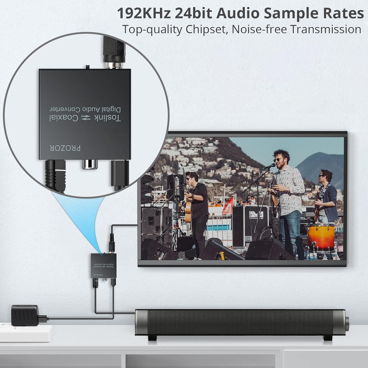 Convertidor Coaxial Óptico PROZOR Bidireccional 192K