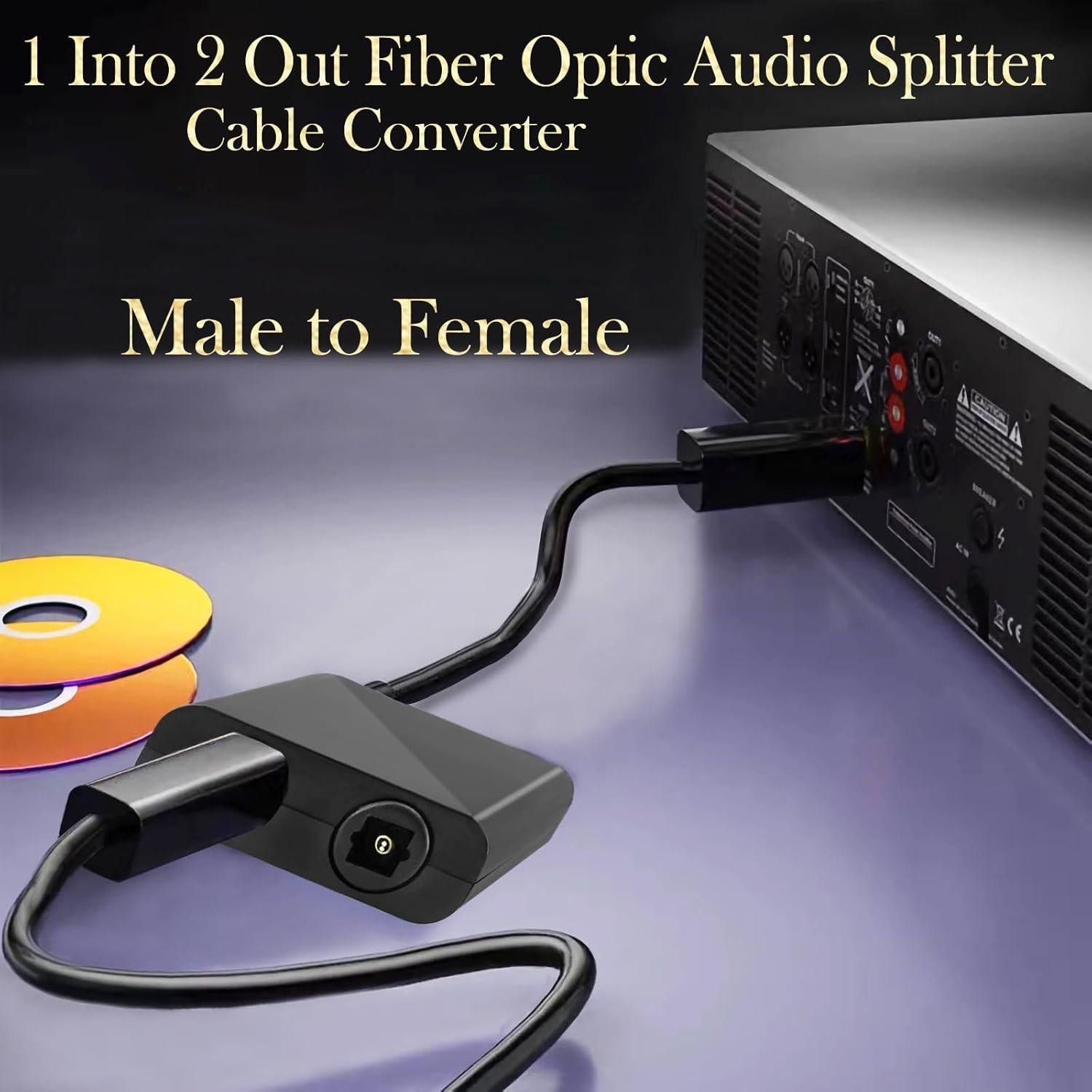 Adaptador de audio fibra óptica Toslink BENACES 1 entrada 2 salidas