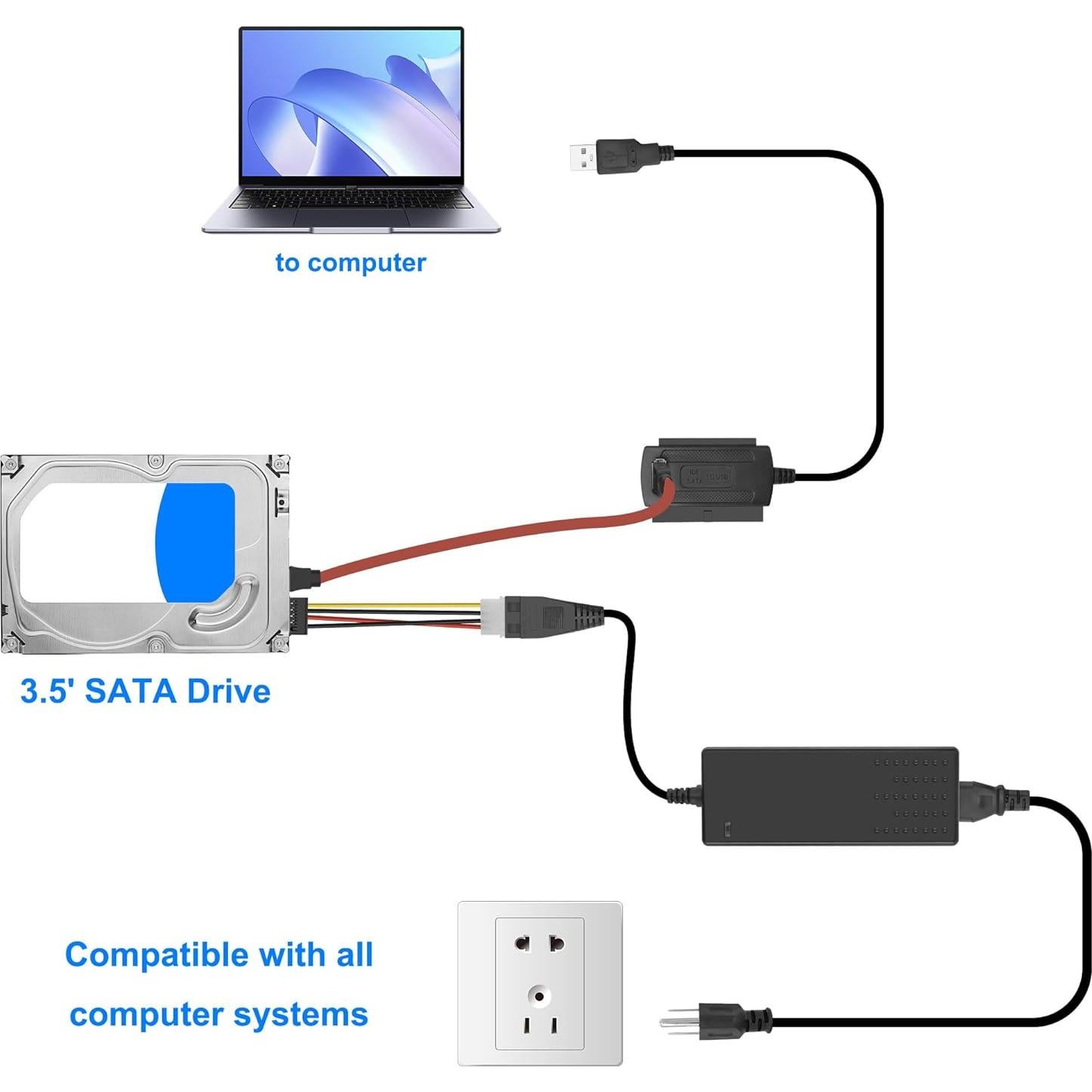 Adaptador SATA PATA IDE a USB 2.0 Yingtuyou 2.5" 3.5"