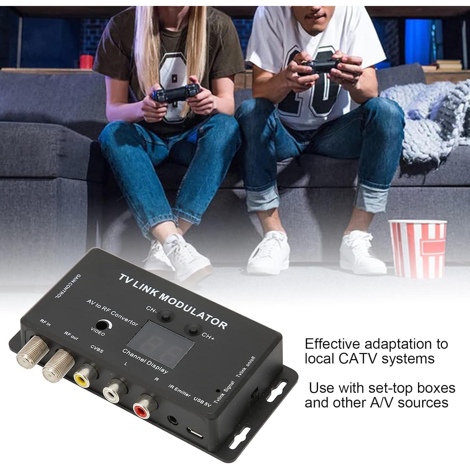 Modulador de TV ASHATA AV a RF UHF, salida ajustable, PAL/NTSC