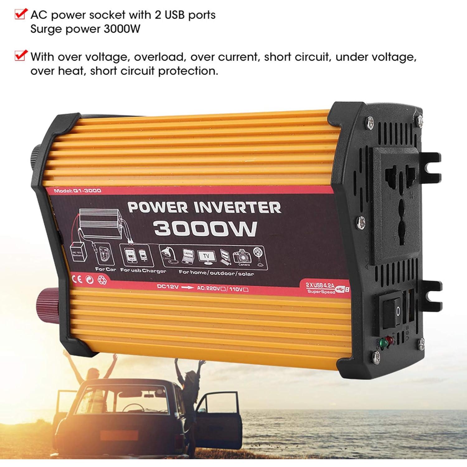 Inversor de Coche Aramox 3000W Seno Modificado DC 12V