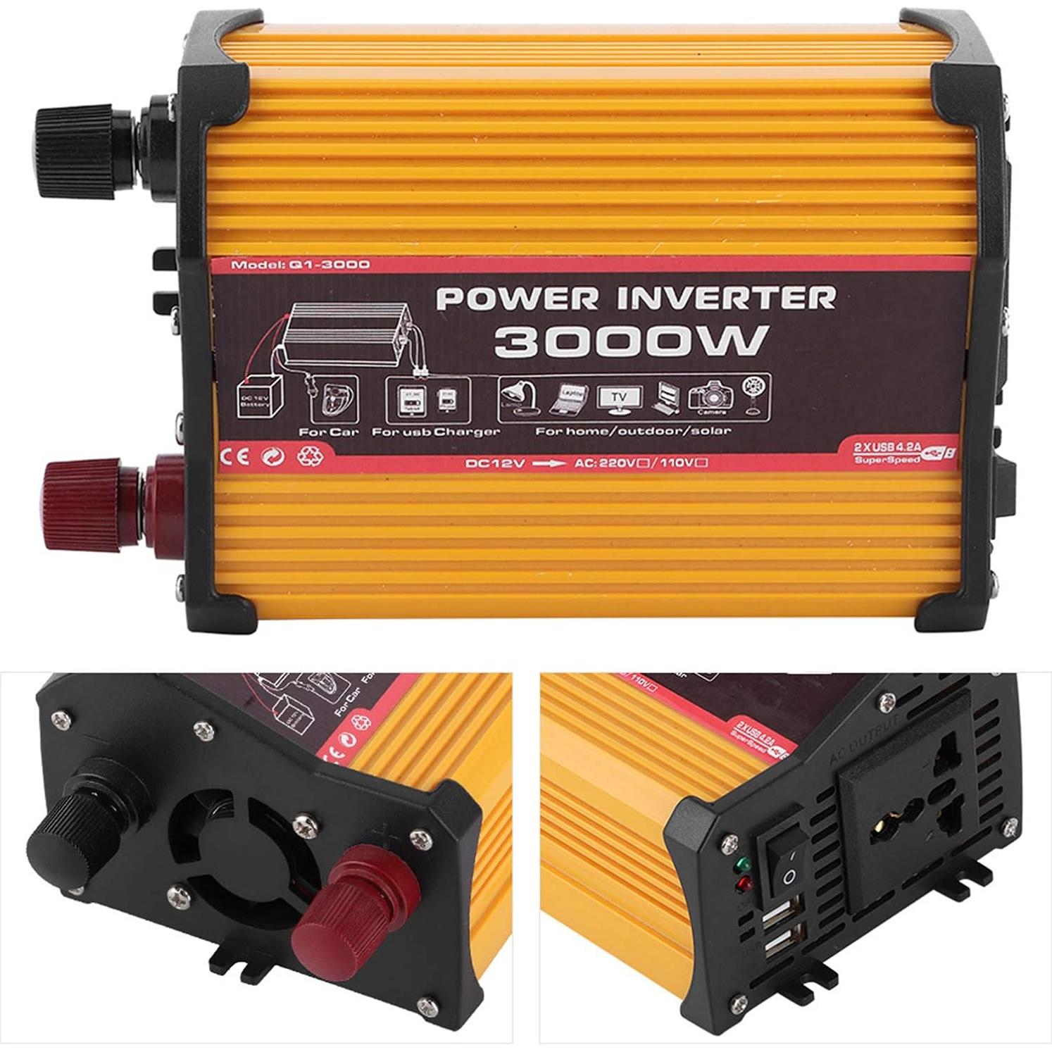 Inversor de Coche Aramox 3000W Seno Modificado DC 12V