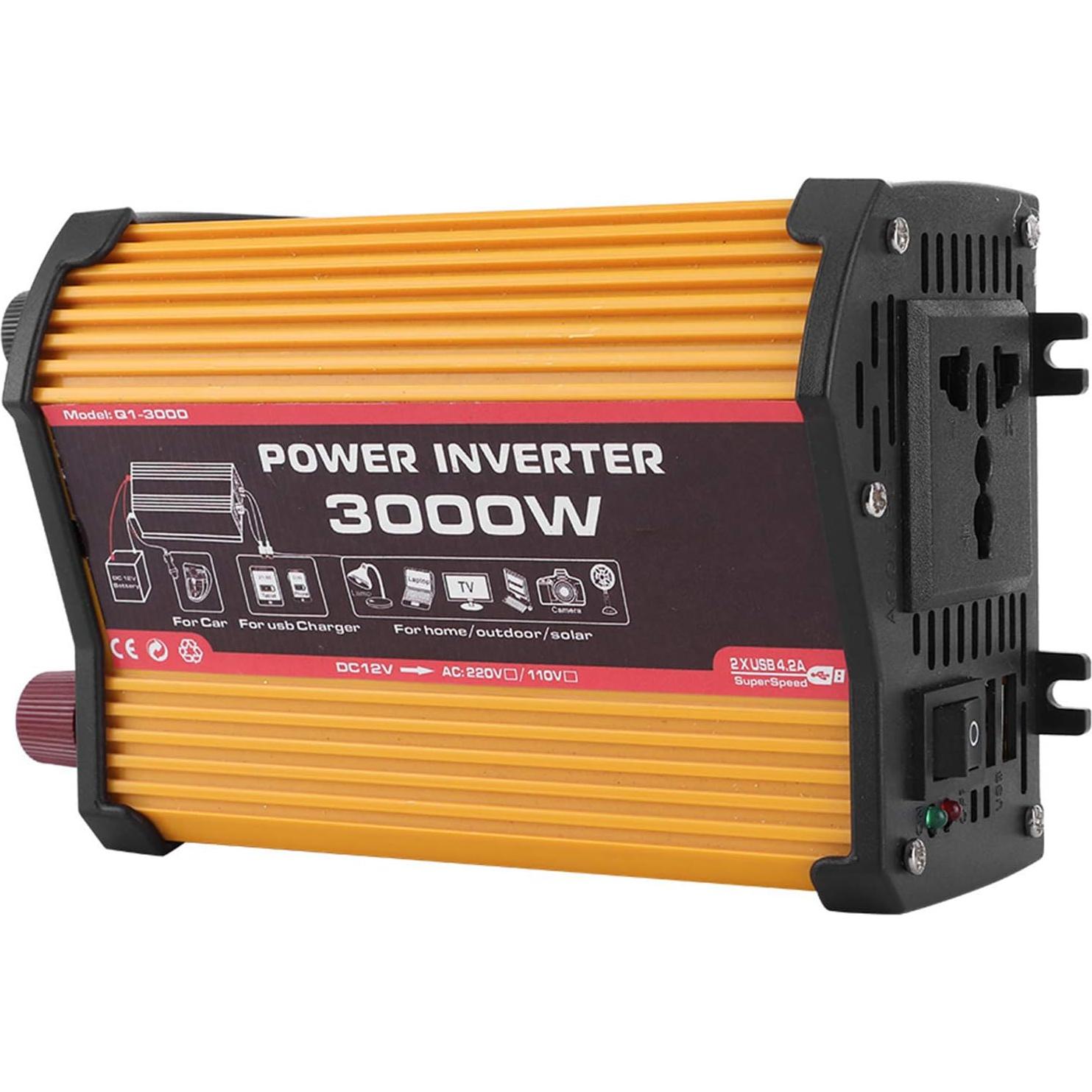 Inversor de Coche Aramox 3000W Seno Modificado DC 12V