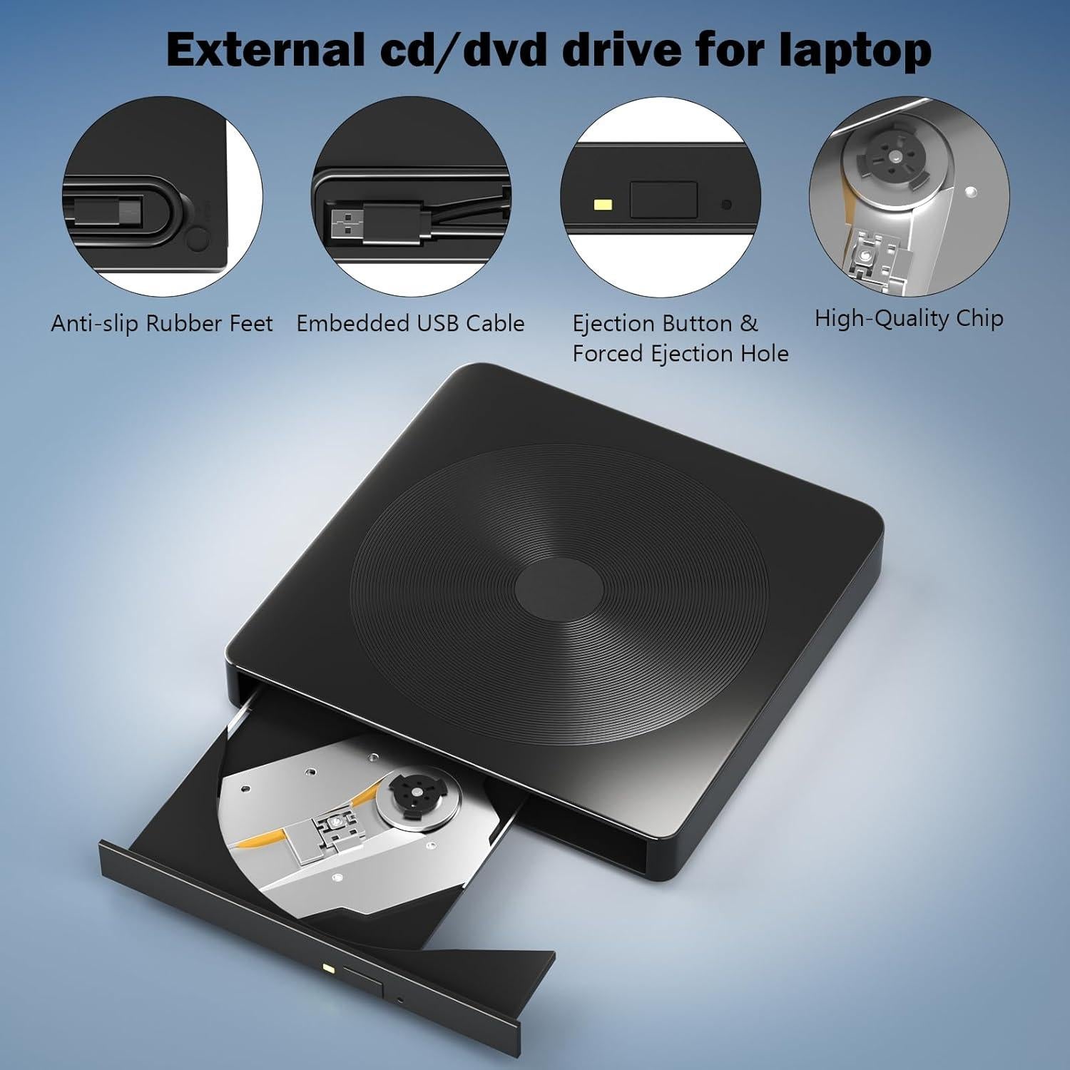 Unidad Externa de CD/DVD Alphami USB 3.0 y Type-C Portátil